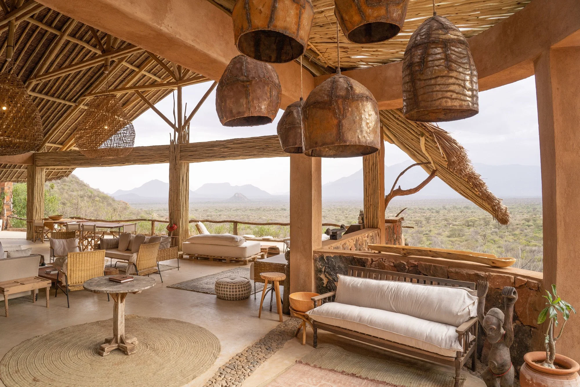 Lounge seating with views across the northern Kenya wilderness