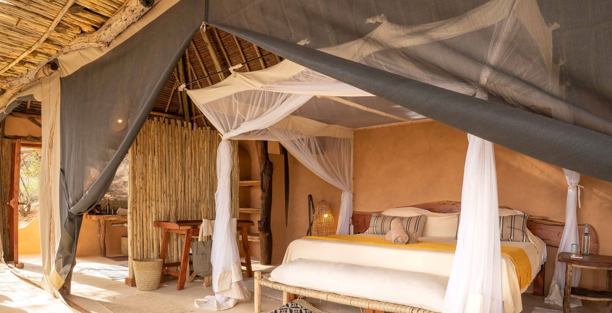 Comfortable tented bedroom at Reteti House